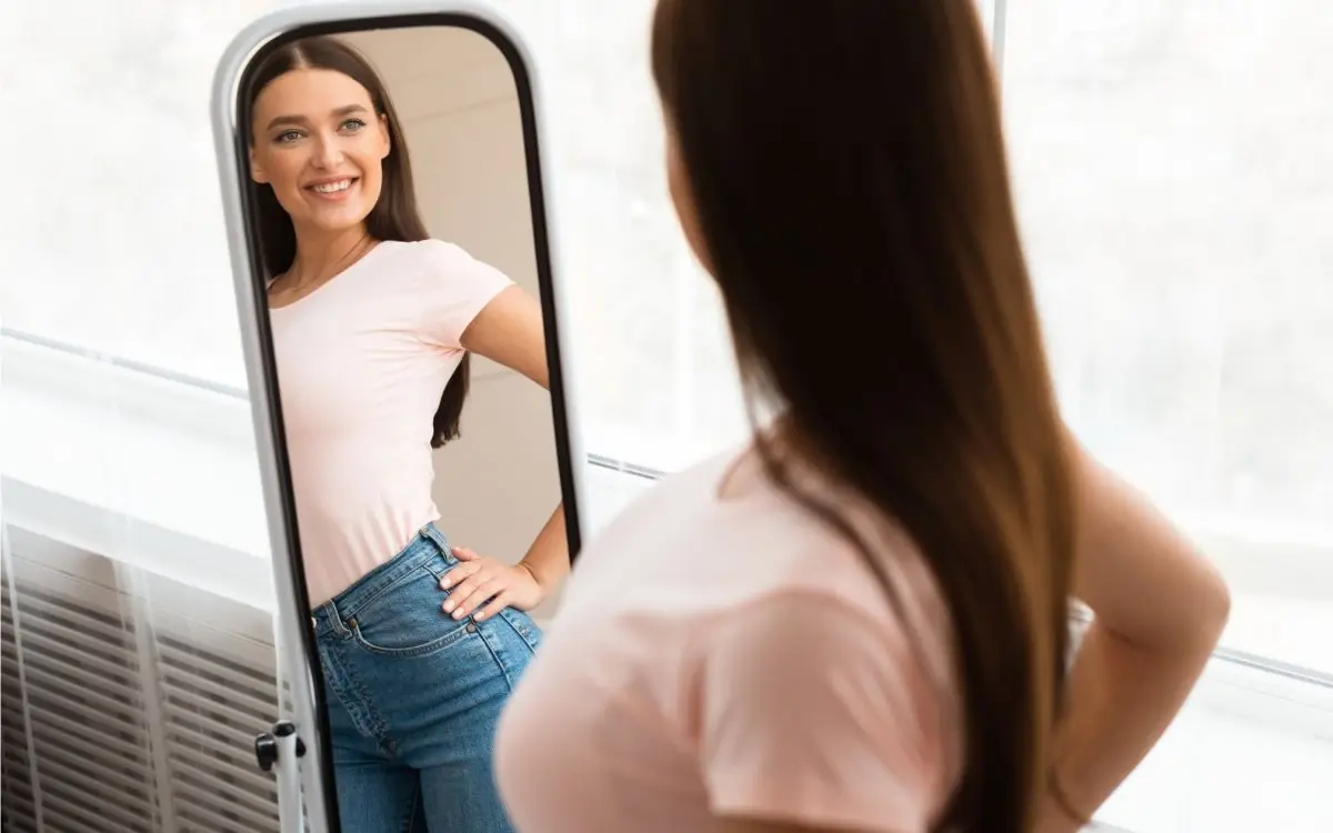 Patient looking in the mirror